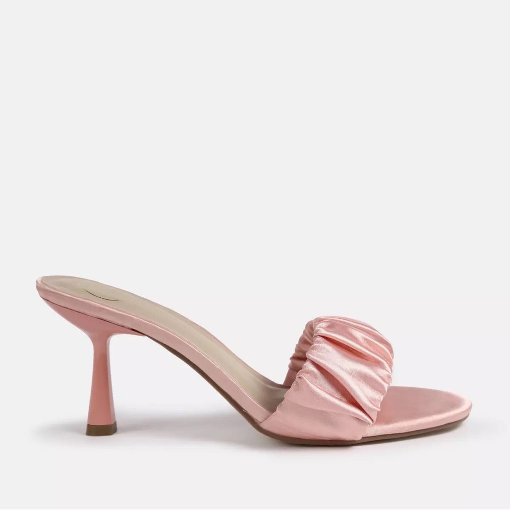 Missguided Pink Satin Ruched Slide Heels